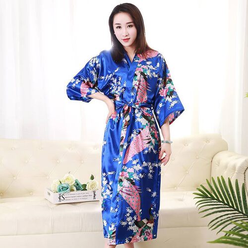 女士性感长款睡衣夏季和服袍薄款
