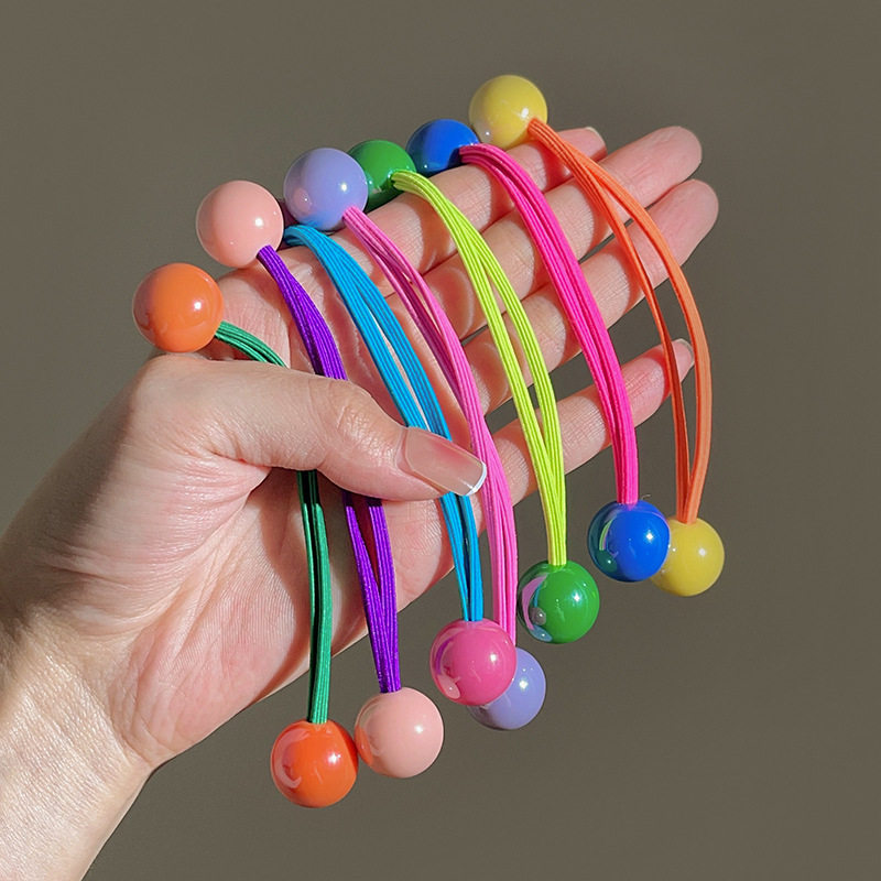 韩版彩色球球头绳高弹力扎马尾发绳丸子头糖果色橡皮筋女发饰