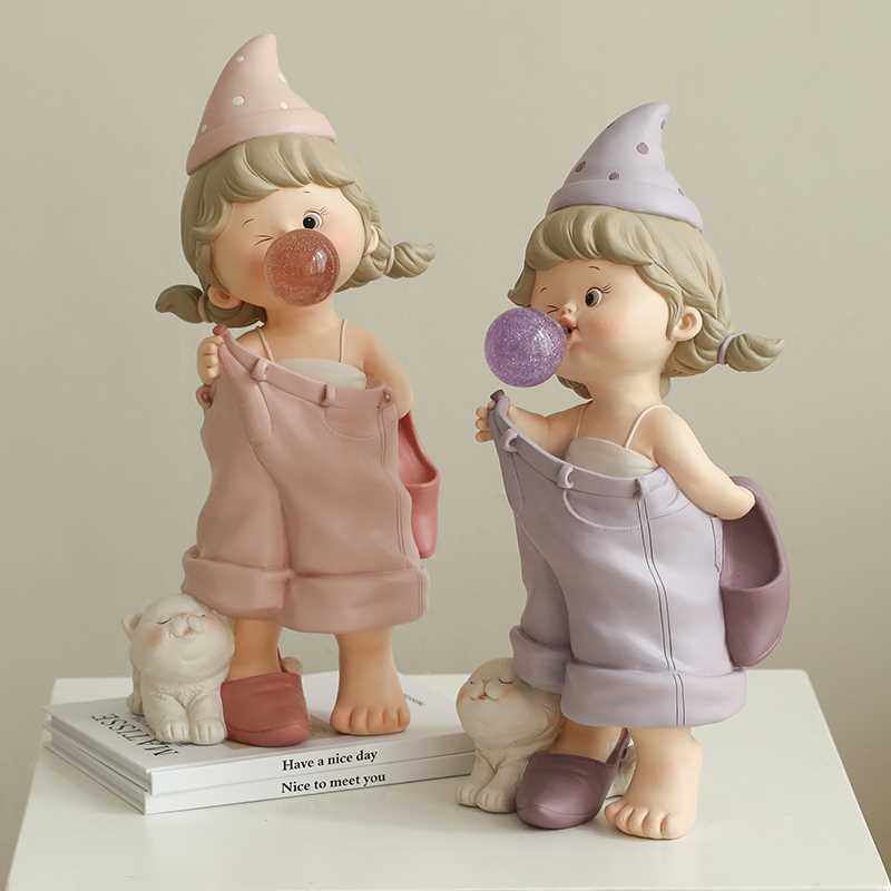 米子家居吹泡泡女孩客厅电视柜酒柜家居装饰品摆件送闺蜜生日礼物