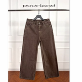 14.5盎司阿苏特染直筒阔腿A字牛仔裤 棕色水洗牛 PoorLandCNZ04