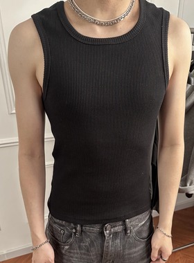 Poorland坑条微弹螺纹修身运动吸汗背心打底坎肩CBX02