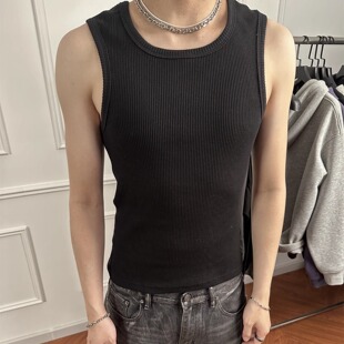 Poorland坑条微弹螺纹修身运动吸汗背心打底坎肩CBX02