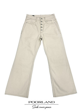 [骨白棉籽壳原牛]13.5oz五连扣646微喇直白牛仔裤PoorlandDN1123