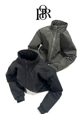 MF02「黑曜棉服」立领三防覆膜短宽男女美式夹克棉服poorland