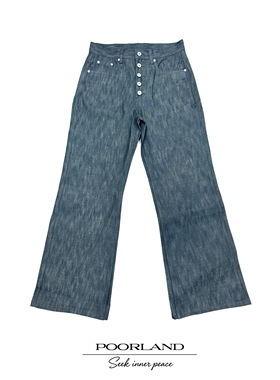 [青光绿巴黎扣原牛14.5oz]假五连扣656版型牛仔裤PoorlandNZ1210