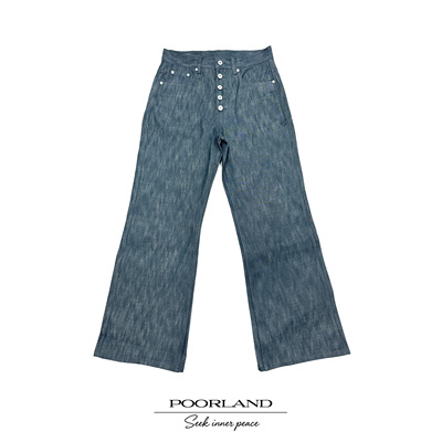 [青光绿巴黎扣原牛14.5oz]假五连扣656版型牛仔裤PoorlandNZ1210