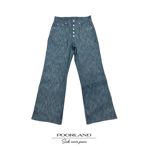 [青光绿巴黎扣原牛14.5oz]假五连扣656版型牛仔裤PoorlandNZ1210
