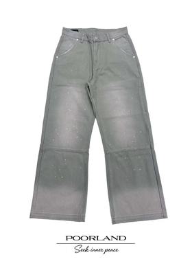 [苔藓绿法工]b11版型水洗泼墨宽松直筒伐木工装裤PoorlandNZ1209