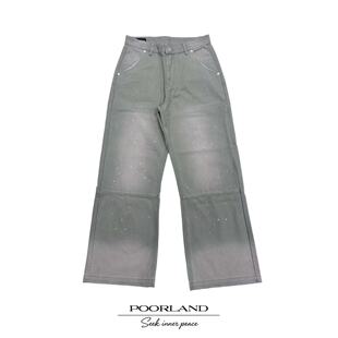 [苔藓绿法工]b11版型水洗泼墨宽松直筒伐木工装裤PoorlandNZ1209