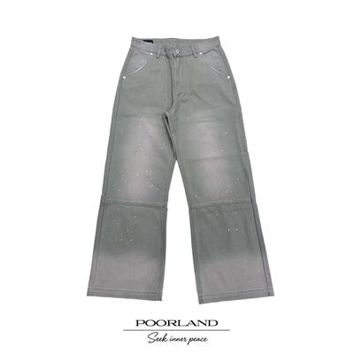 [苔藓绿法工]b11版型水洗泼墨宽松直筒伐木工装裤PoorlandNZ1209