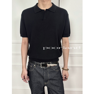 【v领polo】精纺14针织不扎肤轻薄糯感领短宽短袖poorlandDJZZ02