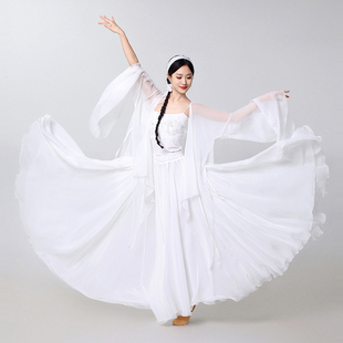 古典舞蹈服装 上衣演出服白蛇舞蹈练功服 身韵白色飘逸披肩纱衣开衫