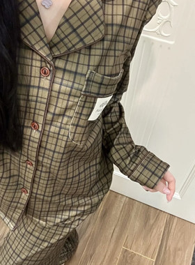 复古格纹睡衣长袖长裤家居服套装高级感精品礼盒装生日礼物送闺蜜