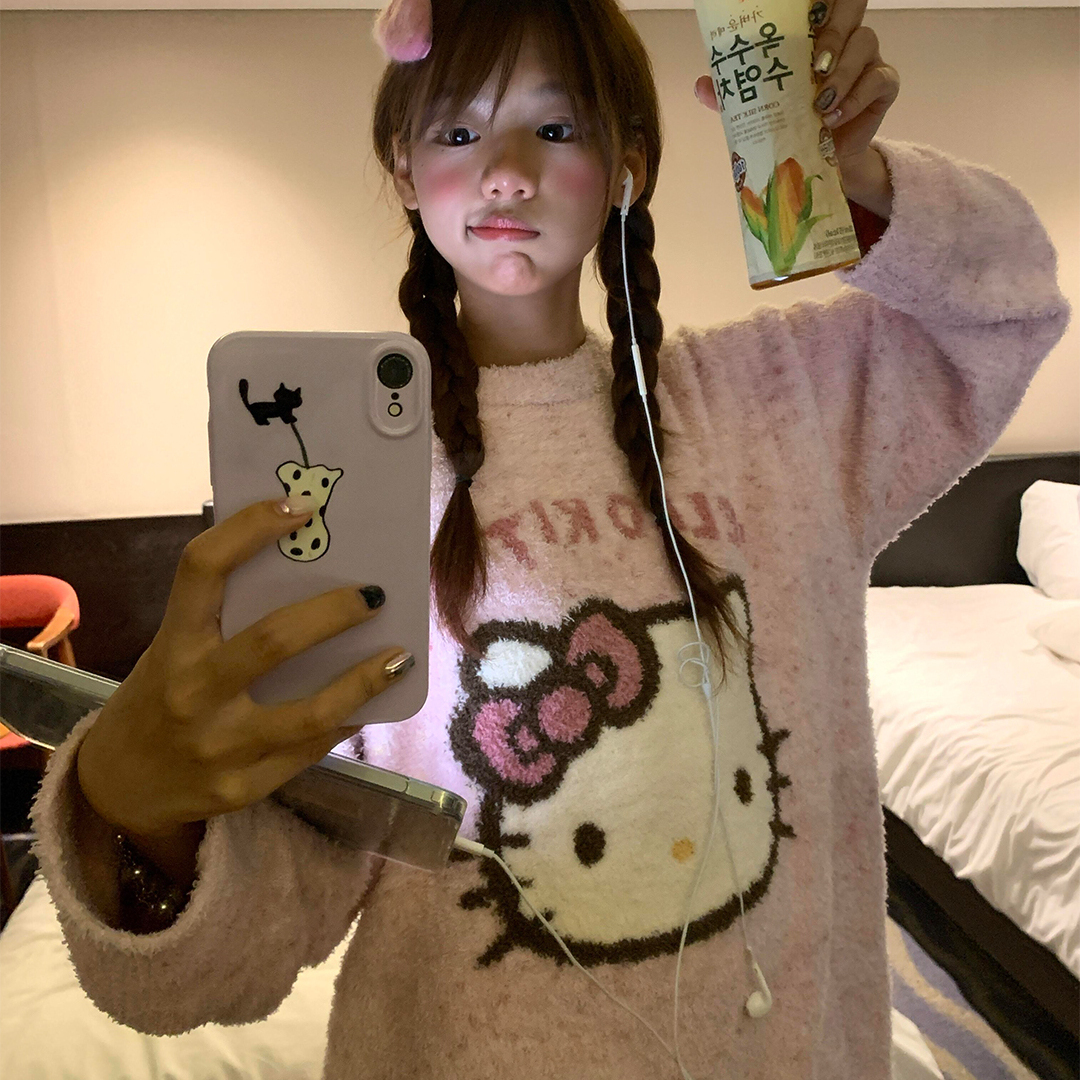 可爱卡通凯蒂猫睡衣冬季新款云感绒家居服套装高级感礼盒装送闺蜜