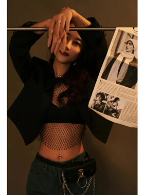 夏季设计感镂空闪钻背心女甜辣风小众无袖热辣上衣女吊带性感内搭