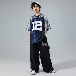 哈尼酷hiphop街舞童装嘻哈风炸街美式短袖裤子套装街舞儿童潮服夏