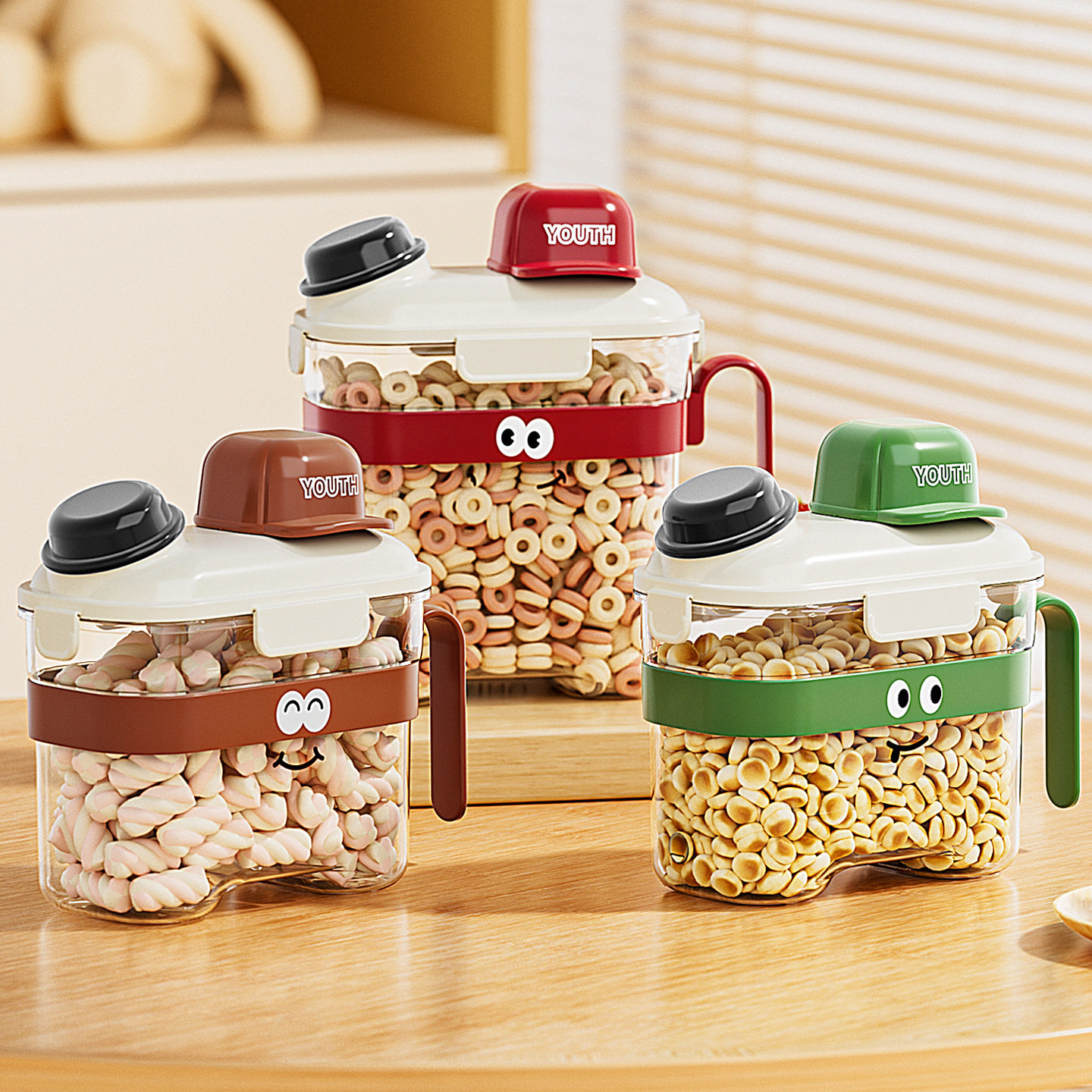 卡通杂粮罐防虫防潮大容量干果香料密封罐家用食品级厨房五谷米桶