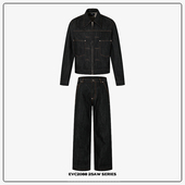 EVC 2021M直筒牛仔裤 明辑线黑原牛套装 重磅硬挺牛仔夹克外套