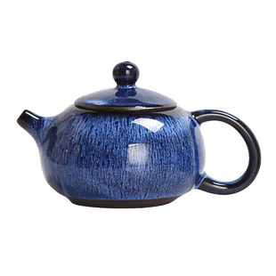 尚云品 蓝色兔毫拉丝建盏茶壶家用陶瓷功夫茶具天目釉建盏泡茶壶
