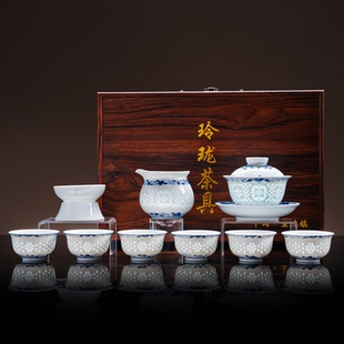 2026新款景德镇青花瓷盖碗茶具套装功夫茶具礼盒送礼中式陶瓷茶具