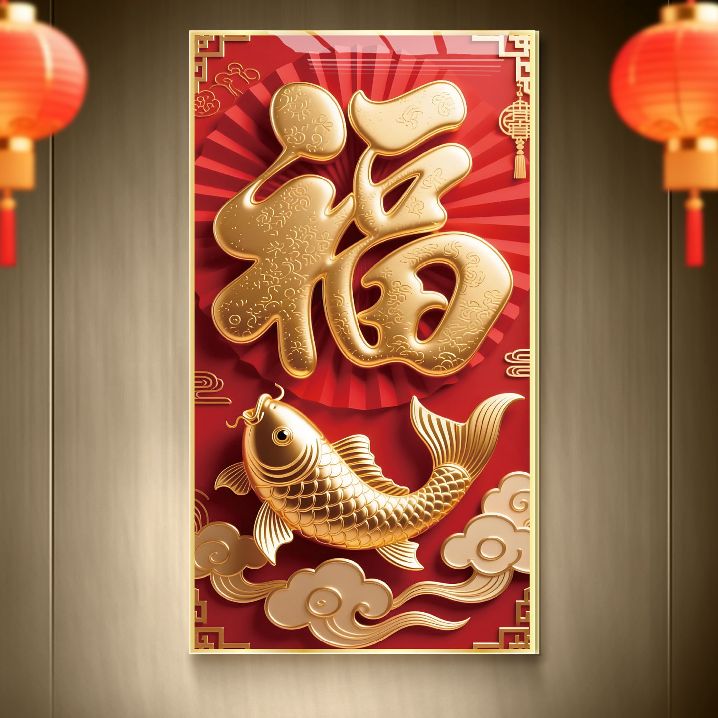 2026新款福字墙贴客厅玄关墙面布置自粘新年装饰画亚克力立体贴画