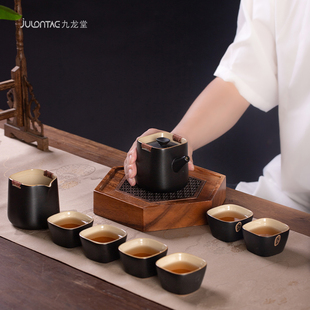 家用简约茶海陶瓷套组日式 黑陶功夫茶具套装 办公茶壶定制礼品LOGO