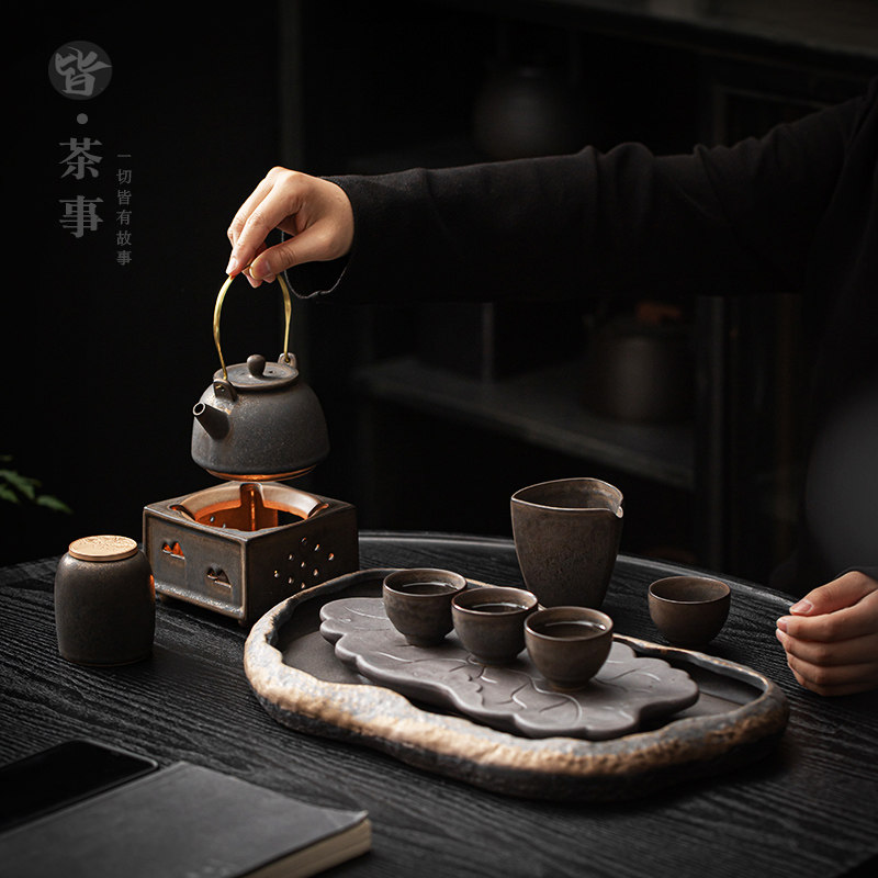 中式家用功夫茶具套装复古粗陶茶盘茶杯茶壶整套陶瓷办公室小套组,餐饮具,功夫茶具,淘宝优惠券,粉丝福利购,淘宝优惠卷
