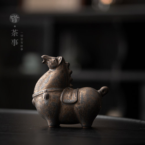 陶瓷马到成功茶宠摆件创意茶道