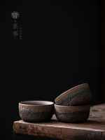 Chinese-style tea cups, single cups, retro Gongfu tea sets, tasting cups, ceramic master cups, personal cups, coarse pottery tea bowls thumbnail 3