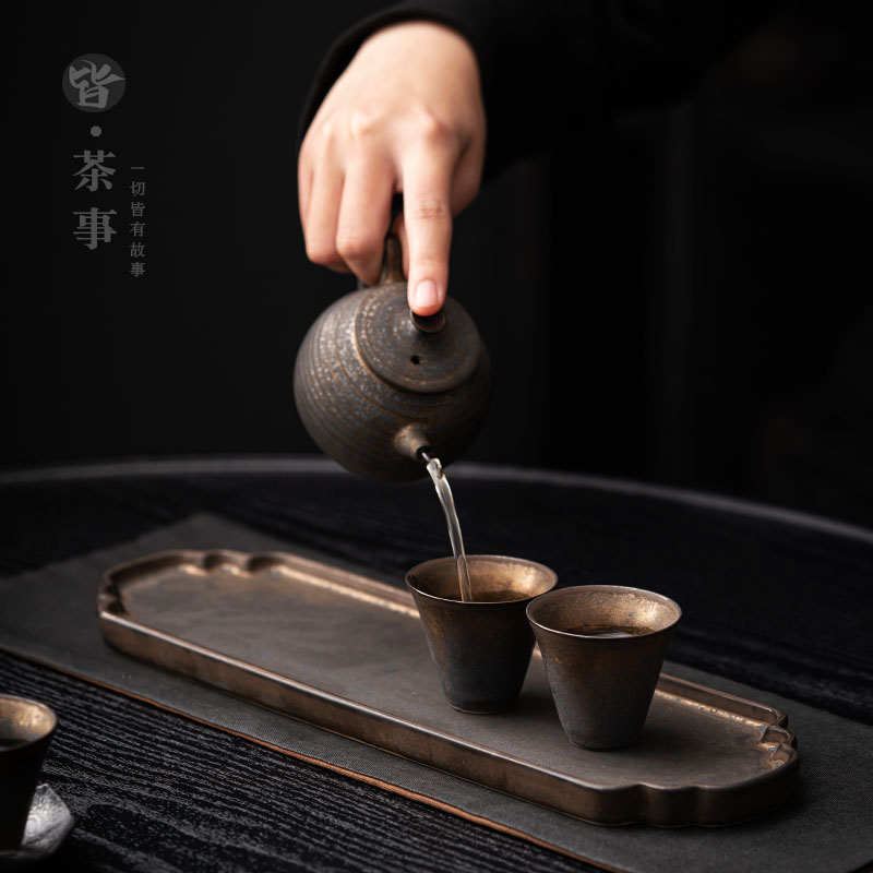 陶瓷茶盘干泡盘中式功夫茶具家用客厅长方小号托盘茶托壶托小茶台