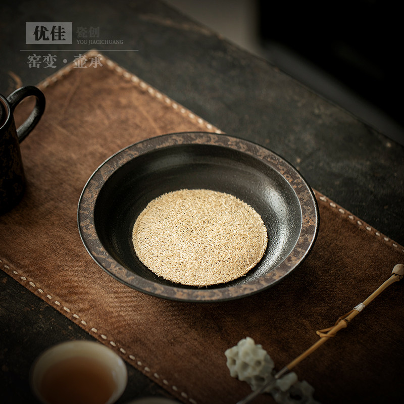 复古陶瓷壶承中式茶壶垫干泡台小托盘功夫茶具底座茶托盘茶道配件
