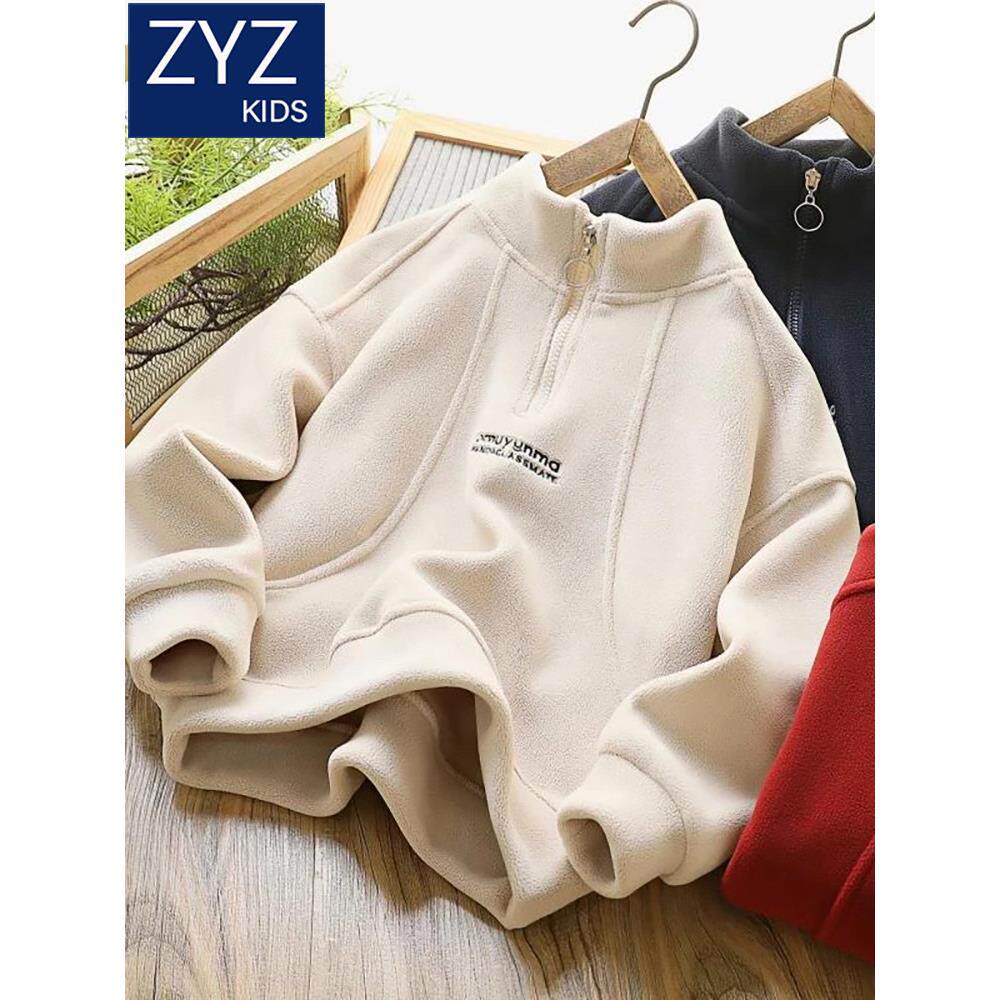 男童双面绒卫衣秋冬款中大童儿童加绒加厚保暖洋气酷帅磨毛打底衫