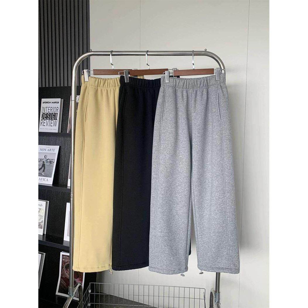 加绒束脚休闲裤女冬季加厚高腰宽松百搭直筒阔腿裤保暖卫裤运动裤