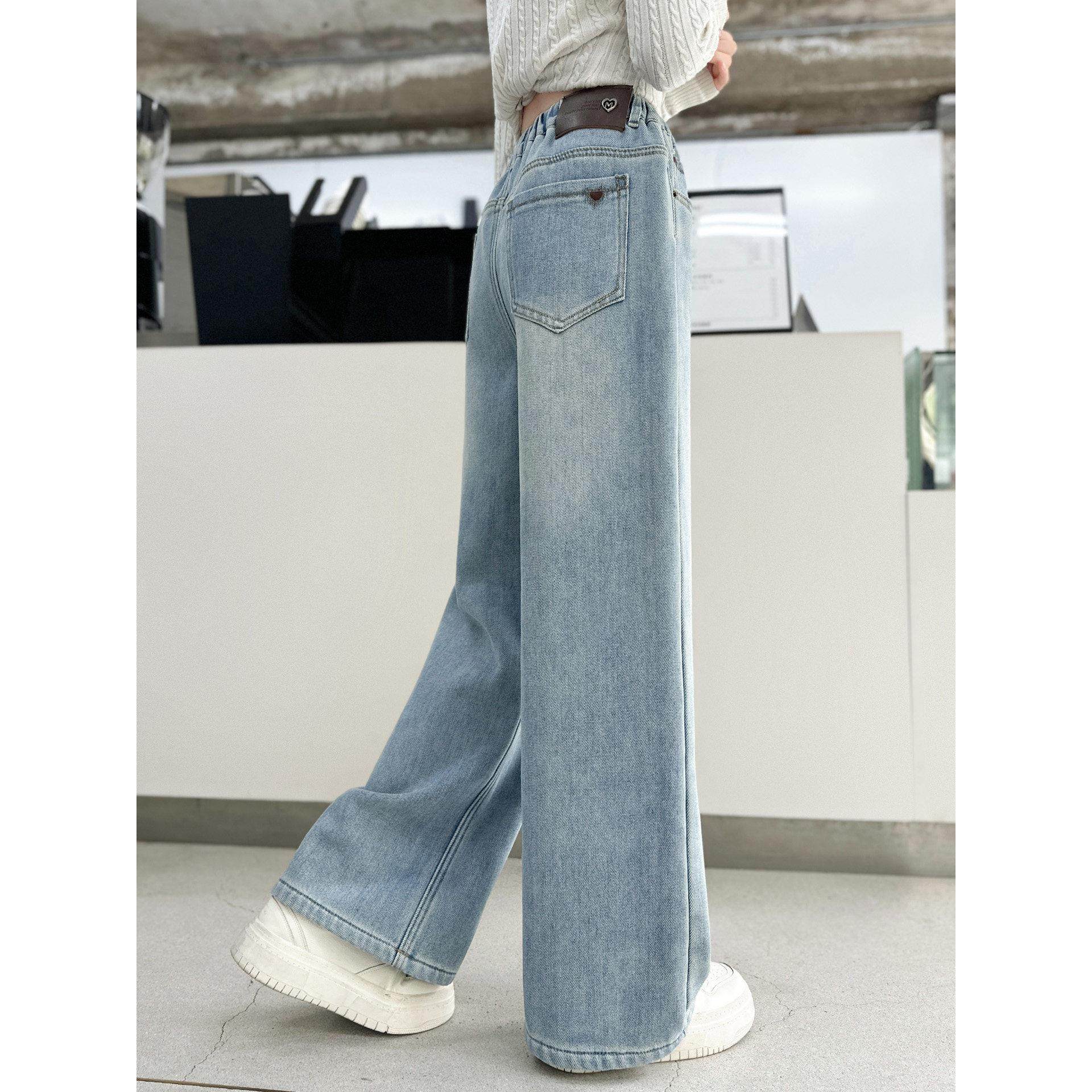 女童加绒裤子一体绒牛仔裤2025新款冬小学生超好看儿童窄版直筒裤