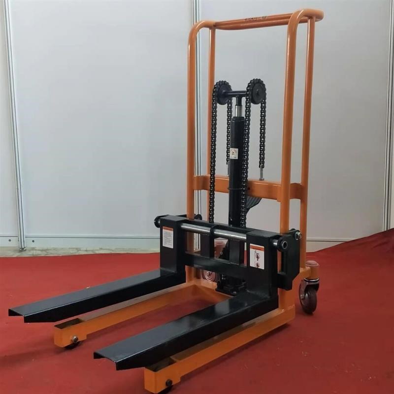手动液压叉车风管安装升降机堆高机1吨2吨搬运车上砖机半电动叉车