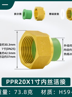 全铜前置过滤器ppr活接头热熔1寸转换dn25水管6分转4分水泵20水表