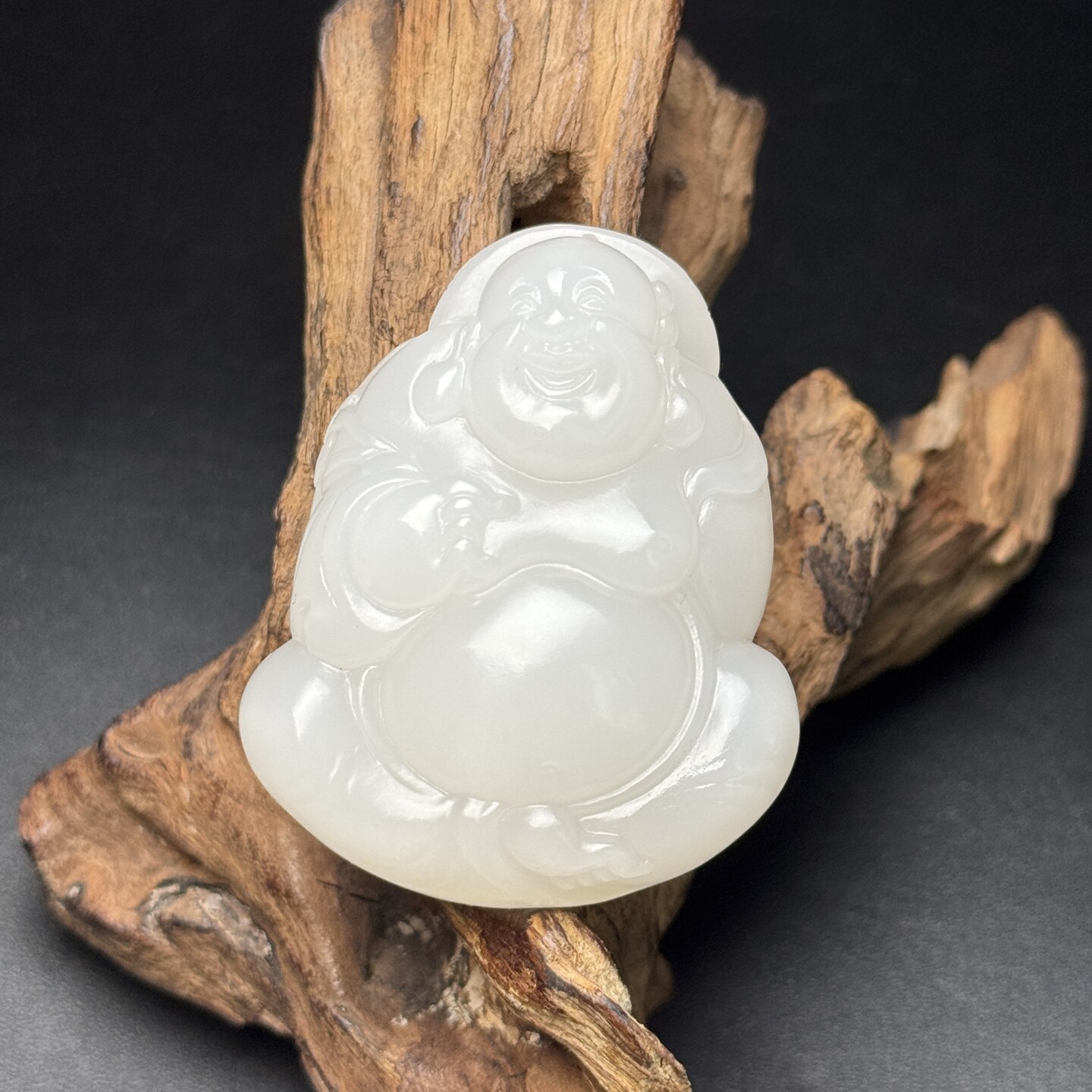 精品新疆和田玉白玉笑佛挂坠天然玉石真品老料苏工精雕玉佛吊坠女