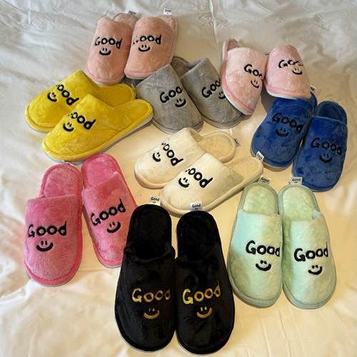 good笑脸棉拖鞋冬季保暖静音客厅地板拖鞋