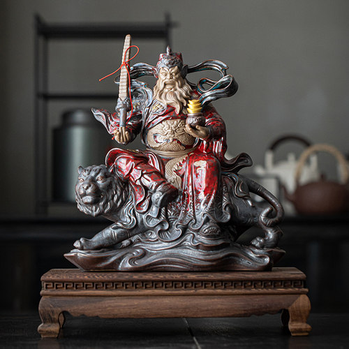 久造陶瓷赵公明武财神神像摆件