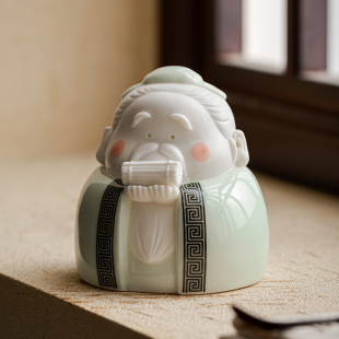 久造中式陶瓷孔子茶宠摆件可爱卡通孔夫子工艺品书房桌面装饰摆设