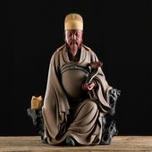 久造陶瓷文昌帝君神像摆件文曲星君像家用供奉客厅书房装 饰品摆设