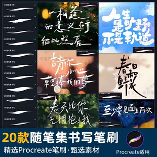 Procreate氛围感笔刷 小清新手写创意海报封面常用PS笔刷设计素材