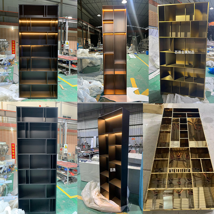 不锈钢柜子壁龛定制拉丝黑钛金电视柜304金属嵌入式轻奢装饰 展柜