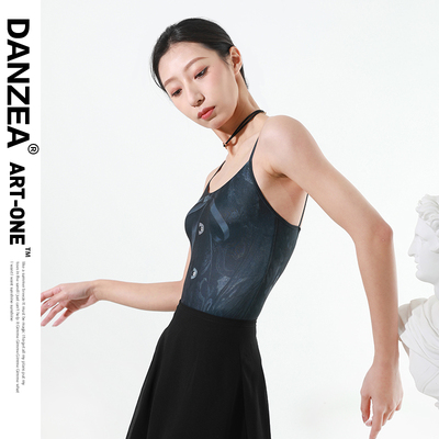 Danzea印花jac吊带舞蹈芭蕾练功服空中瑜伽专业成人女吊带连体服