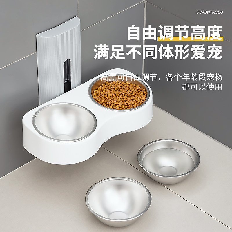 挂壁式猫碗猫食盆防打翻双碗猫咪饮水喂食器悬挂猫粮食碗保护颈椎