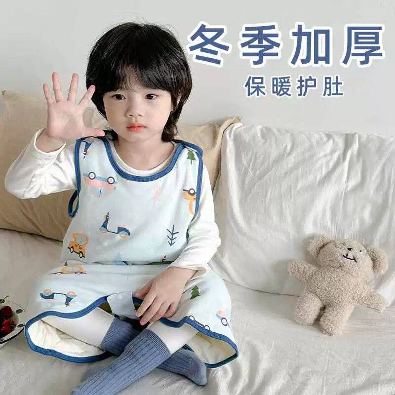 宝宝睡袋冬季加厚背心式儿童马甲秋冬款婴儿睡觉护肚子四季通用款