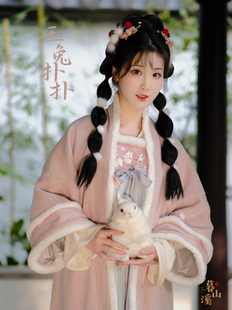 现货掉落暮山溪【玉兔扑扑】汉元素改良齐胸裙褙子连衣裙