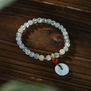 新中式复古平安扣玉石手链女小众设计感古风手串编织绳手链