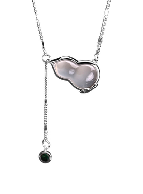 S925纯银玉髓葫芦流苏项链新款潮爆款轻奢小众高级感锁骨链配饰