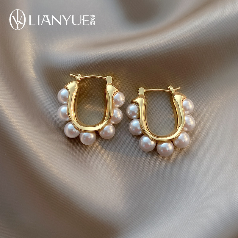 恋约气质U型珍珠耳环女高级感